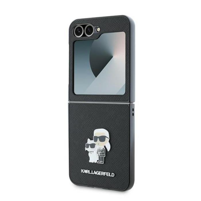 KARL LAGERFELD - Karl Lagerfeld Galaxy Z Flip 6 Mobilskal Saffiano Metal Pin - Svart