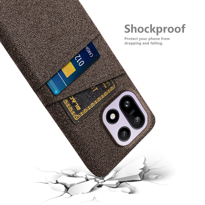 A-One Brand - OnePlus 15 5G Mobilskal Korthållare Cloth + Hard PC - Brun