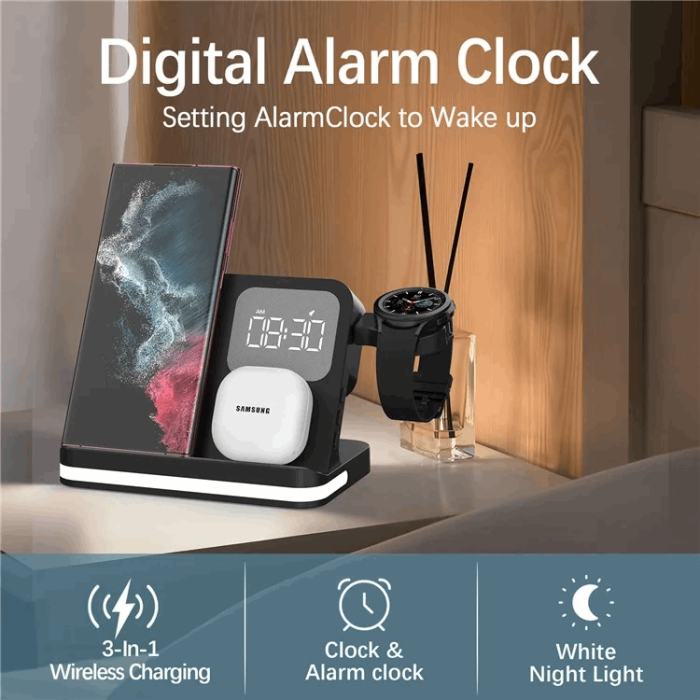 OEM - 3-in-1 Trådlös Laddare 15W Samsung Galaxy - Buds - Watch -