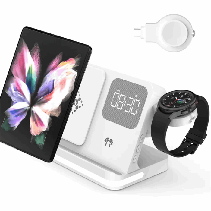 OEM - 3-in-1 Trådlös Laddare 15W Samsung Galaxy - Buds - Watch - Vit