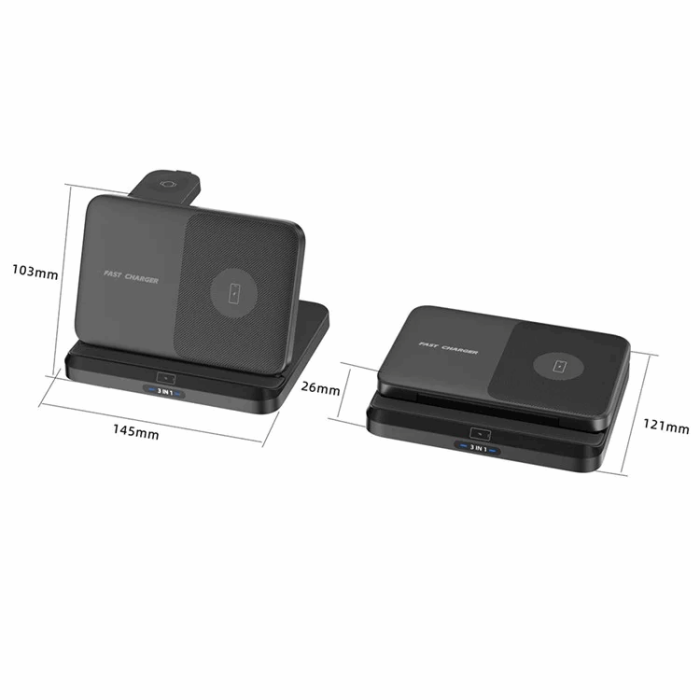 OEM - 3-in-1 Trådlös Laddare Samsung Galaxy - Buds - Watch - Svart