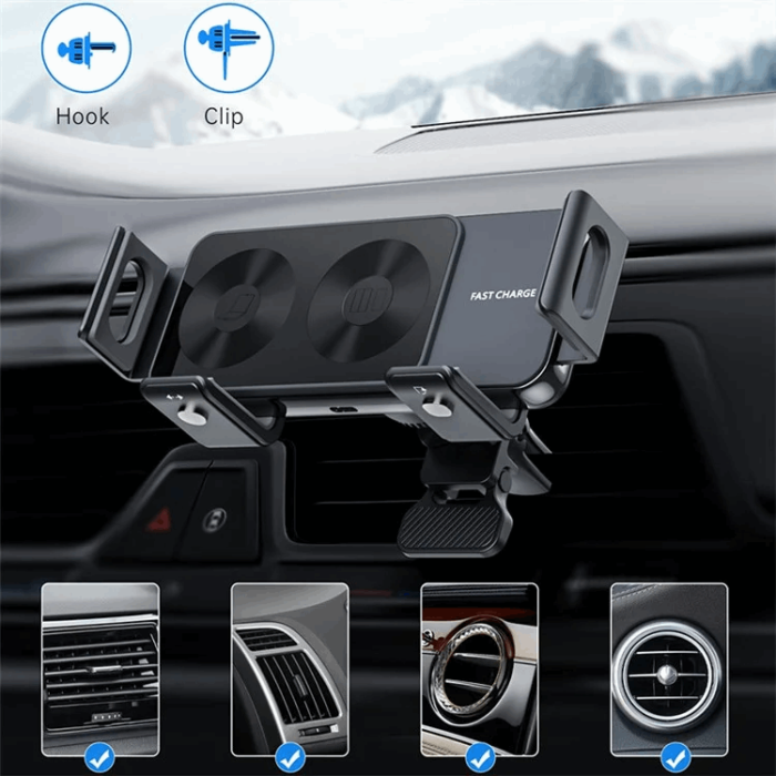 OEM - S20A Mobilhållare Fäste Bil Air Vent Trådlös Laddare För Samsung