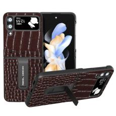 ABEEL - ABEEL Samsung Galaxy Z Flip4 5G Kickstand Pl&aring;nboksfodral Brun
