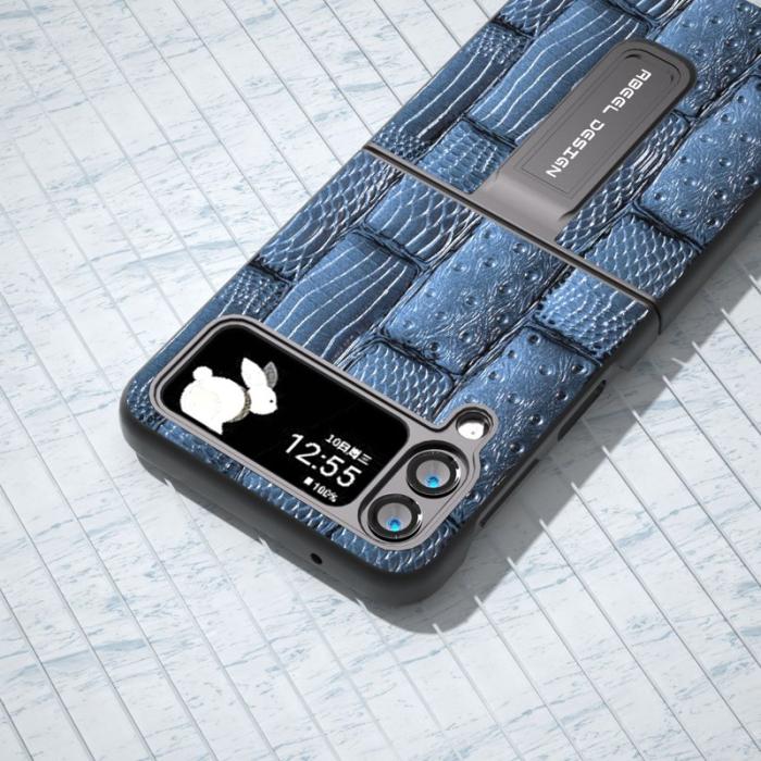 ABEEL - ABEEL Samsung Galaxy Z Flip4 5G Plånboksfodral Mahjong Textur Blå