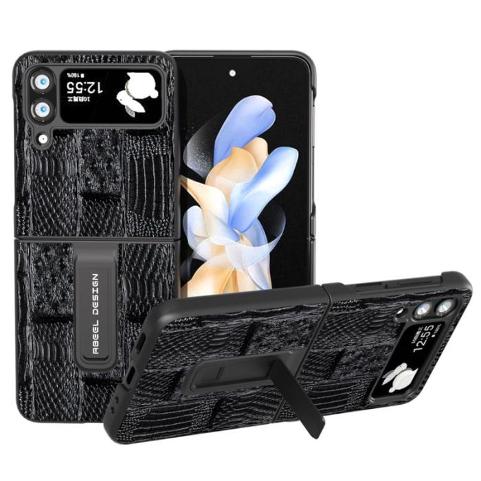 ABEEL - ABEEL Samsung Galaxy Z Flip4 5G Plånboksfodral Mahjong Textur Svart