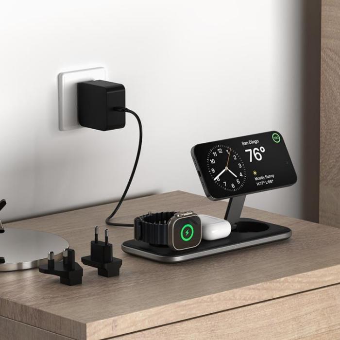 Satechi - Satechi Qi2 Trio trådlös laddningsplatta - med 45W reseladdare
