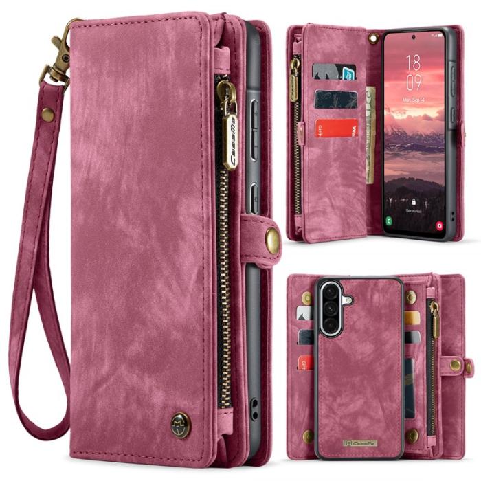 Caseme - CASEME 008 Konstläder Plånboksfodral för Samsung Galaxy A17 5G/4G - Röd