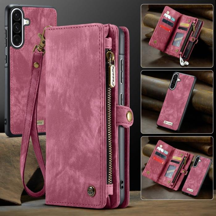 Caseme - CASEME 008 Konstläder Plånboksfodral för Samsung Galaxy A17 5G/4G - Röd