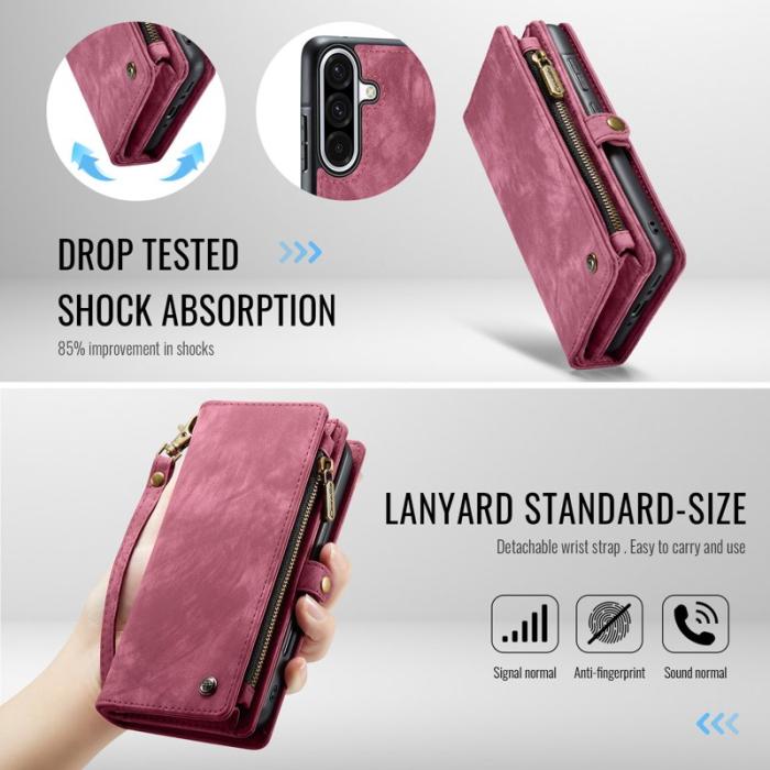 Caseme - CASEME 008 Konstläder Plånboksfodral för Samsung Galaxy A17 5G/4G - Röd