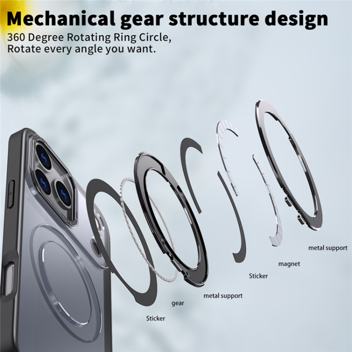 A-One Brand - iPhone 17 Pro Max Mobilskal Ring Kickstand TPU PC - Svart