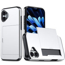 Amorus - AMORUS iPhone 17 Mobilskal Med Glidande Korthållare - Silver