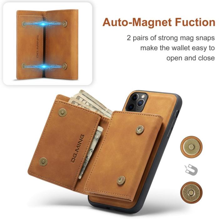 DG.MING - DG.MING 2-in-1 Plånboksfodral med Ställ för iPhone 11 Pro Max - Brun