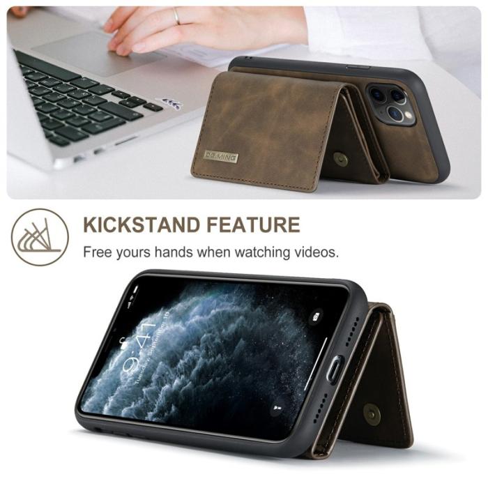 DG.MING - DG.MING 2-in-1 Plånboksfodral med Ställ för iPhone 11 Pro Max - Brun