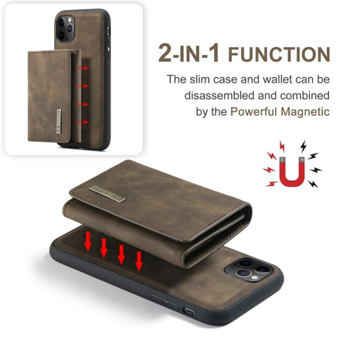 DG.MING - DG.MING 2-in-1 Plånboksfodral med Ställ för iPhone 11 Pro Max - Brun