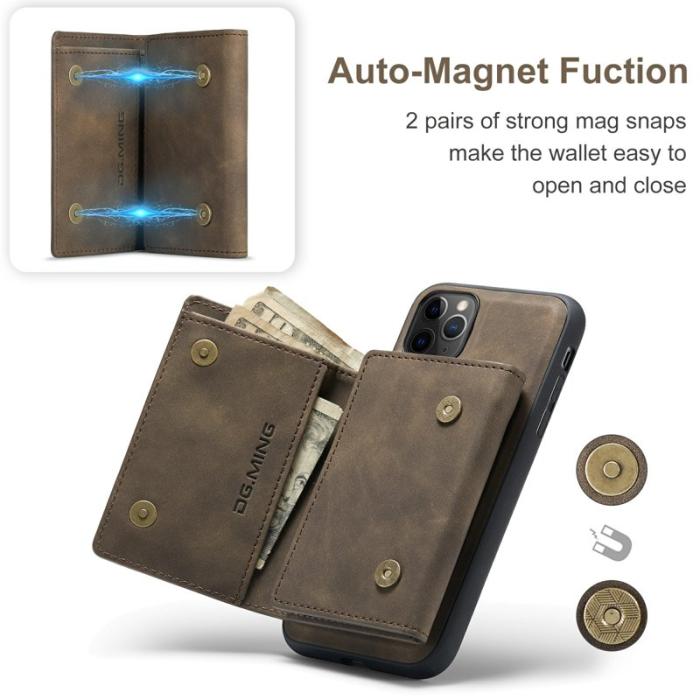 DG.MING - DG.MING 2-in-1 Plånboksfodral med Ställ för iPhone 11 Pro Max - Brun