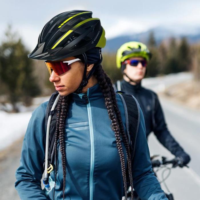 Wozinsky - Wozinsky MTB-Cykelhjälm med Avtagbart Visir och USB-Bakljus M - Svart/Gul