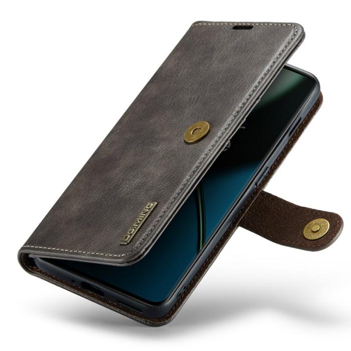 DG.MING - DG.MING OnePlus 11 5G Äkta Läder Plånboksfodral Detachable Magnetisk Grå