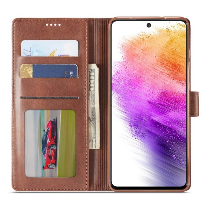 LC.imeeke - LC.IMEEKE Samsung Galaxy A73 5G Plånboksfodral Konstläder - Brun