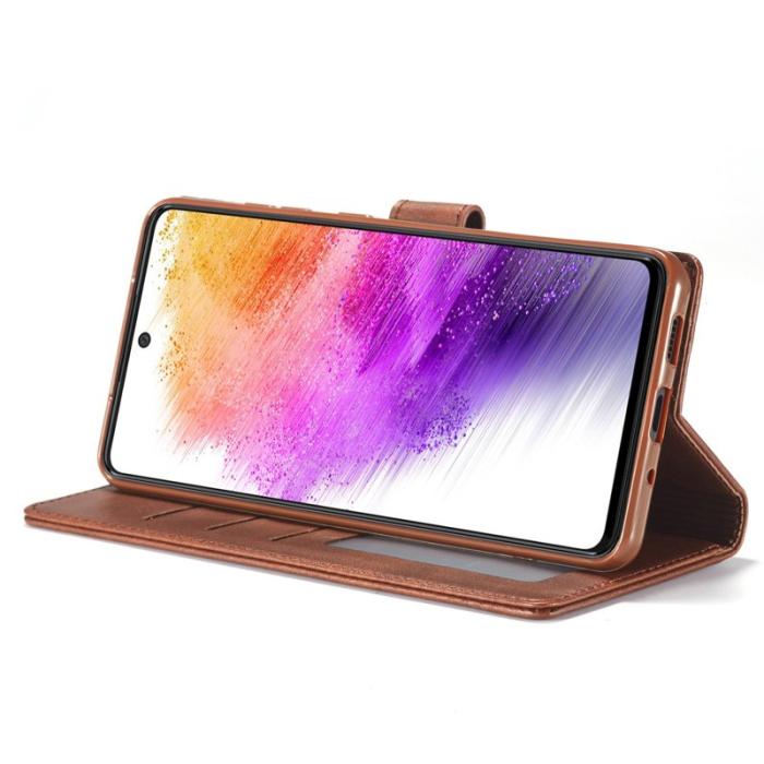 LC.imeeke - LC.IMEEKE Samsung Galaxy A73 5G Plånboksfodral Konstläder - Brun