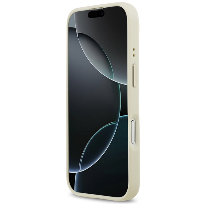 Guess - Guess iPhone 17 Mobilskal Magsafe Grained Strass Logo - Beige
