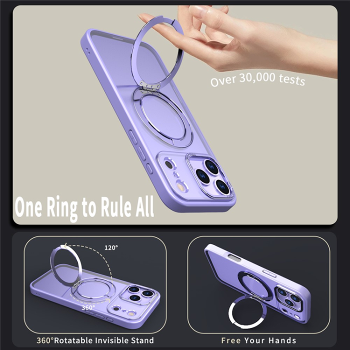 A-One Brand - iPhone 17 Pro Mobilskal Ring Kickstand TPU PC - Lila