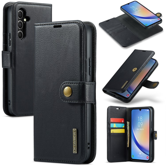 DG.MING - DG.MING Galaxy A34 5G Plånboksfodral Äkta Läder 2in1 - Svart