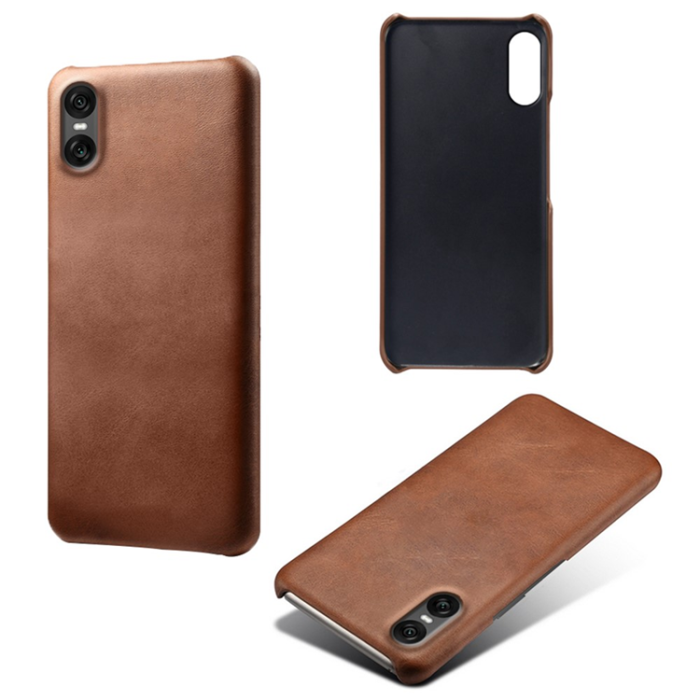 A-One Brand - Sony Xperia 10 VII Mobilskal Calfskin Texture PU-Läder - Brun