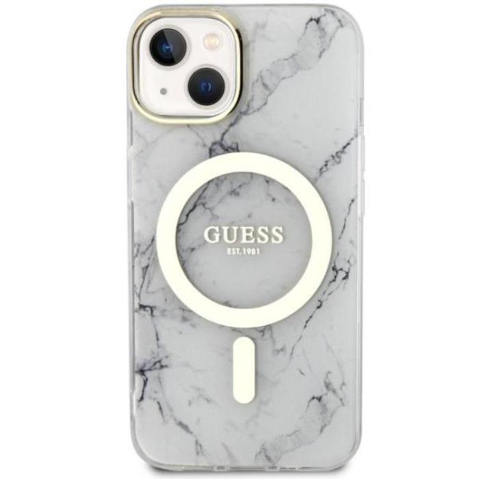 Guess - Guess iPhone 14 Plus Mobilskal MagSafe Marble - Vit