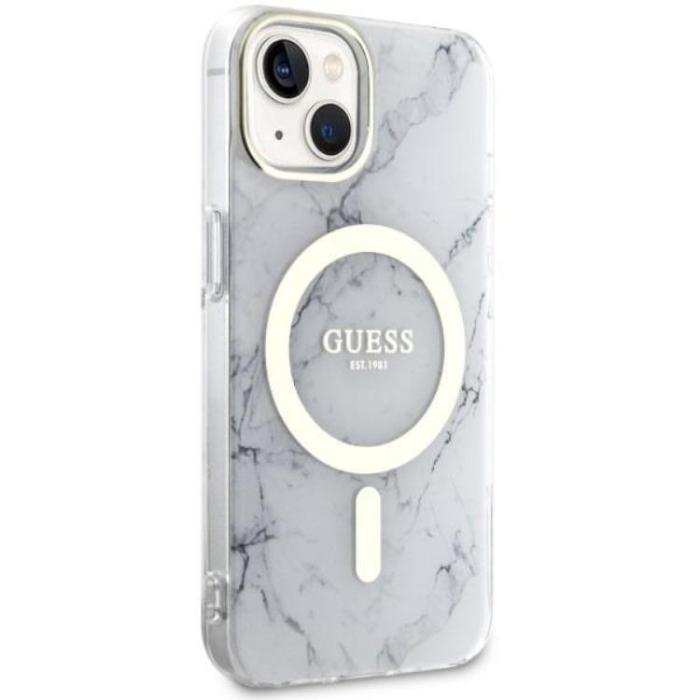 Guess - Guess iPhone 14 Plus Mobilskal MagSafe Marble - Vit