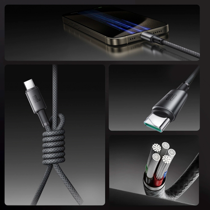 Joyroom - Joyroom S-A50 3A USB-C - USB-C Kabel 60W 1.2m - Grå