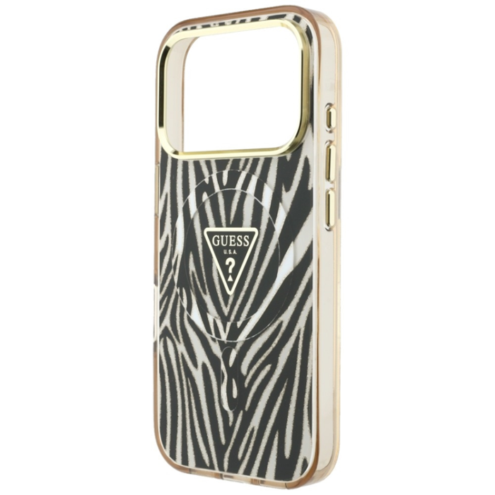 Guess - Guess Mobilskal För iPhone 18 Pro Max/17 Pro Max Magsafe IML Zebra Glitter