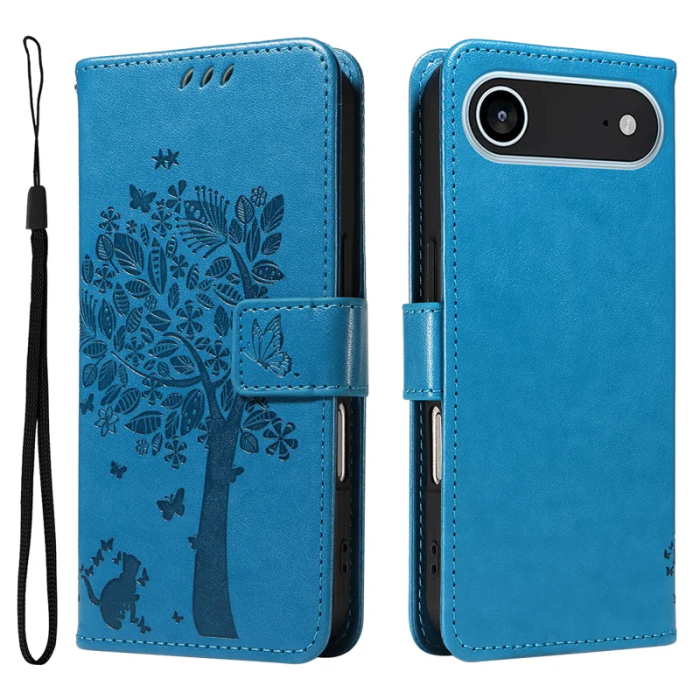 A-One Brand - iPhone 17 Air Plånboksfodral Tree Pattern - Blå