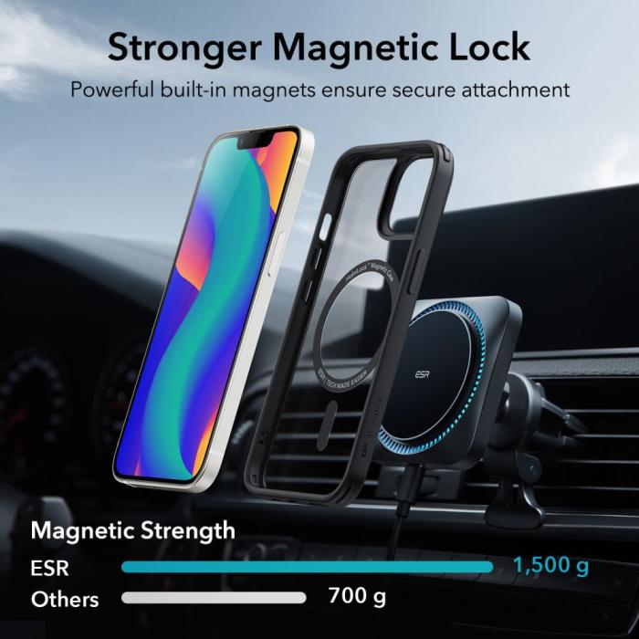 ESR - ESR iPhone 14 Plus Magsafe Skal Ch Halolock - Clear/Svart