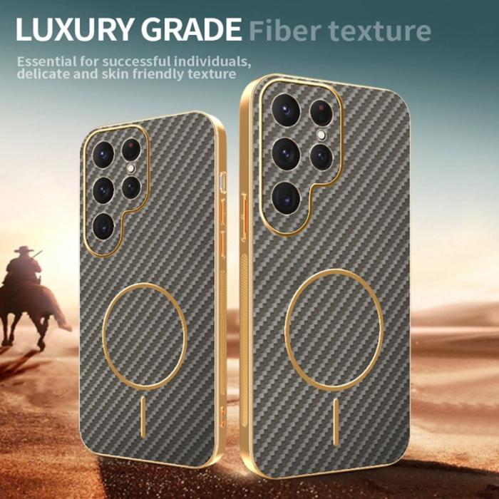 OEM - Samsung Galaxy S26 Ultra Skal Kolfiber Texturerad TPU - Kaffe
