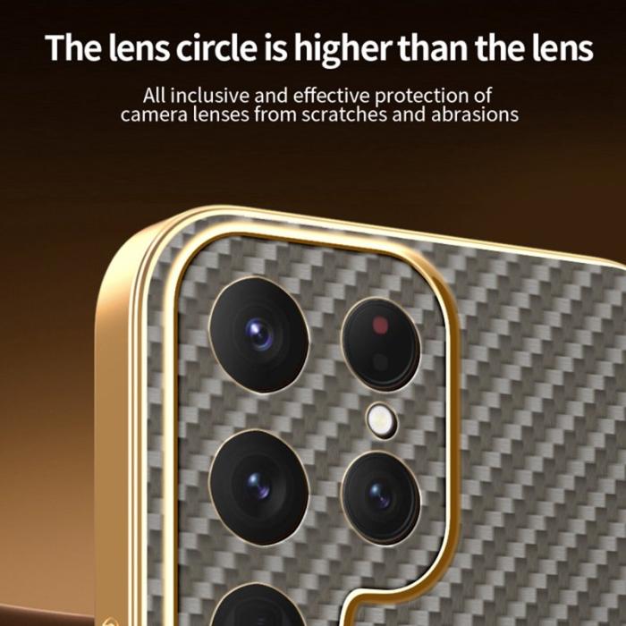 OEM - Samsung Galaxy S26 Ultra Skal Kolfiber Texturerad TPU - Kaffe