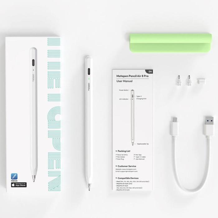 Metapen - Metapen Stylus Pencil Air8 Pro För iPad - Vit