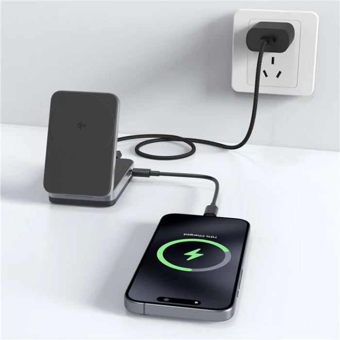 OEM - Qi2 MagSafe Trådlös Laddare iPhone, Airpods 15W YF-M29 - Svart