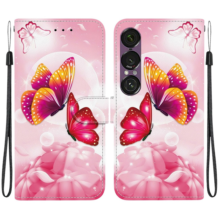 Sony Xperia 1 VII Plånboksfodral med Lanyard Printing - Rosa | 2353 | AlltMobil