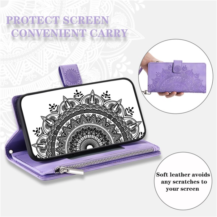 A-One Brand - Galaxy A54 5G Plånboksfodral Mandala Flower Imprinted - Lila