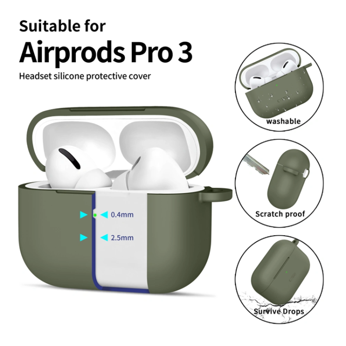 Tech-Protect - Tech-Protect Apple Airpods Pro 3 Skal Silikon Hook - Olive Grön