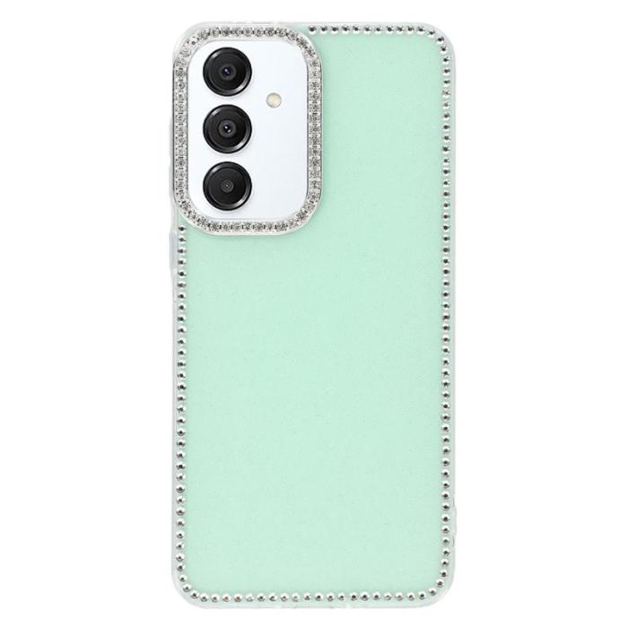 OEM - Samsung Galaxy S26 Plus Skal Rhinestone Kant Glittrig Plast - Glitter Ljusgrön