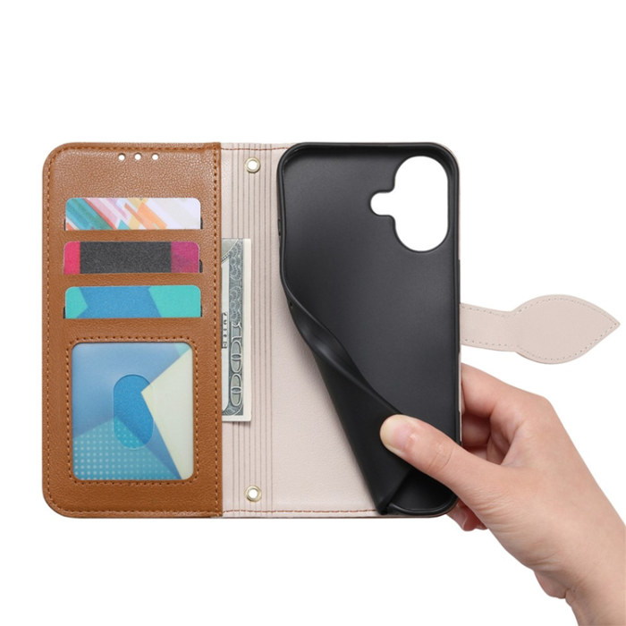 A-One Brand - iPhone 17 Plånboksfodral Leaf Magnetiskt Spänne Konstläder - Brun