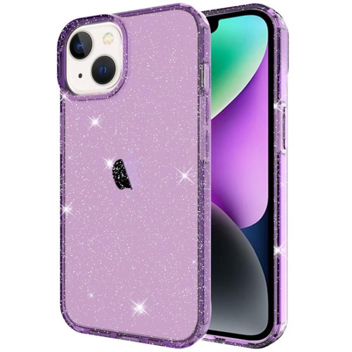 A-One Brand - iPhone 14 Plus Skal Glitter Powder - Transparent Lila