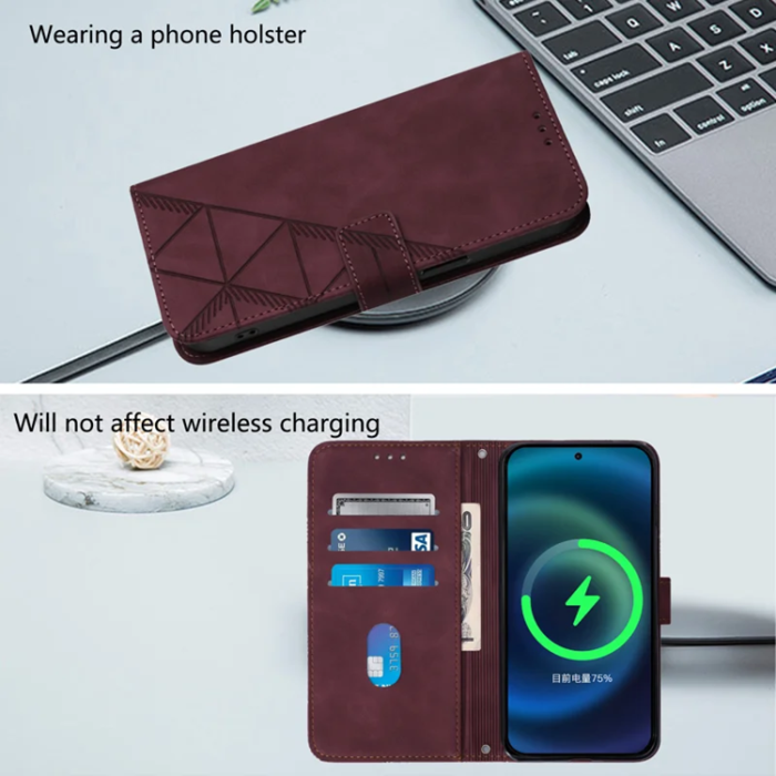A-One Brand - iPhone 17 Pro Max Plånboksfodral Med REM - Wine Röd