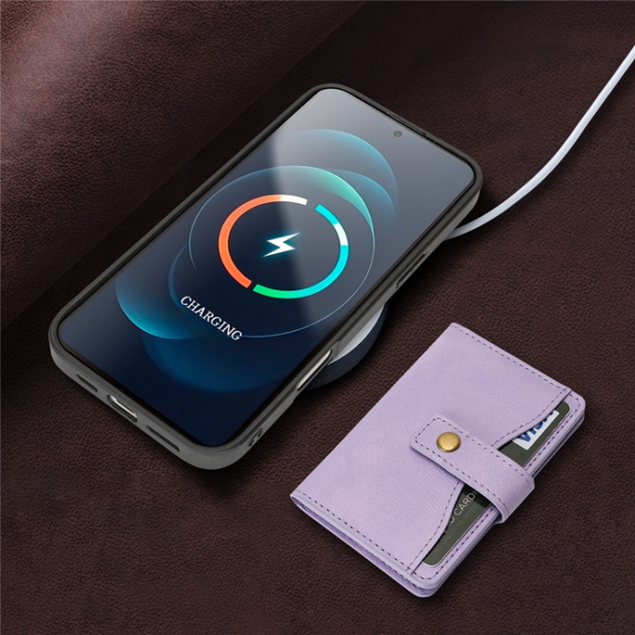 A-One Brand - iPhone 17 Mobilskal MagSafe Detachable Korthållare - Lila