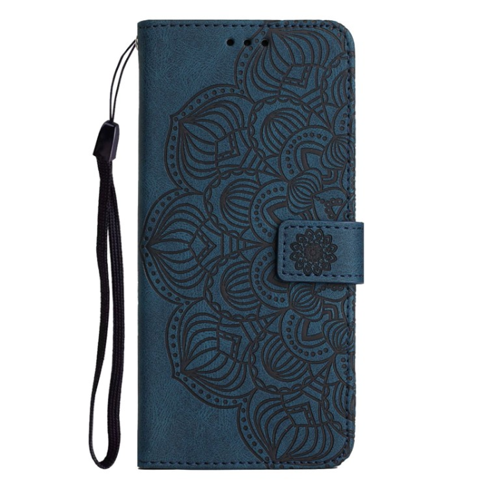 A-One Brand - Galaxy A14 5G/4G Plånboksfodral Mandala Flower Imprinted - Blå