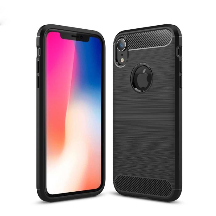 A-One Brand - Carbon Fiber Brushed Mobilskal till Apple iPhone XR - Svart