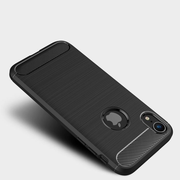 A-One Brand - Carbon Fiber Brushed Mobilskal till Apple iPhone XR - Svart
