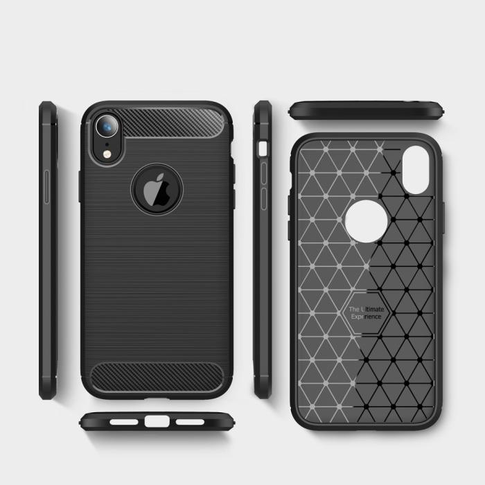 A-One Brand - Carbon Fiber Brushed Mobilskal till Apple iPhone XR - Svart