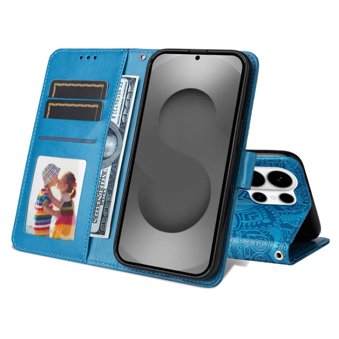 A-One Brand - Galaxy S26 Ultra Plånboksfodral Sunflower Imprint Läder - Blå